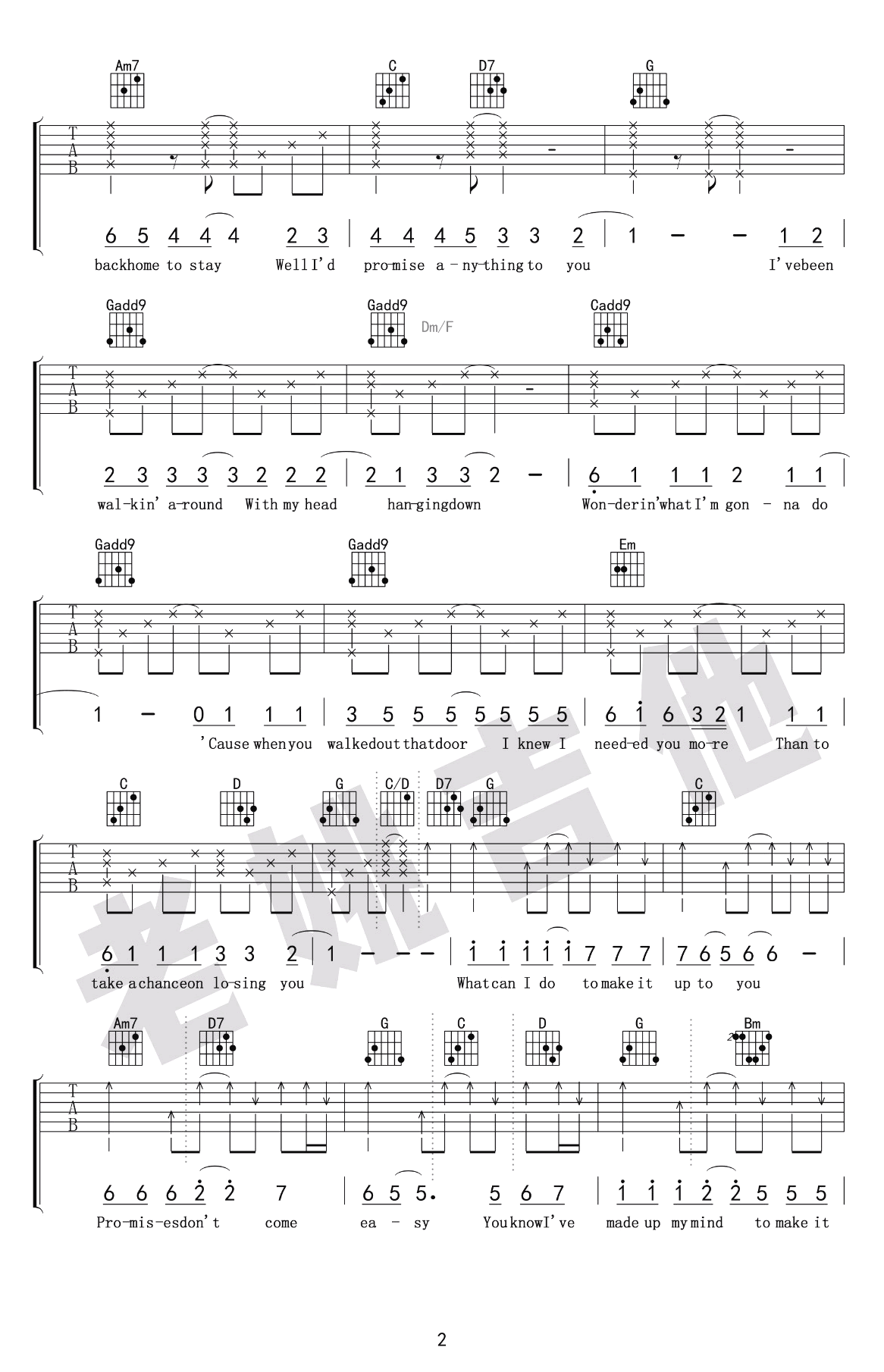 Promise-Don't-Come-Easy吉他谱2-Caron-Nightingale