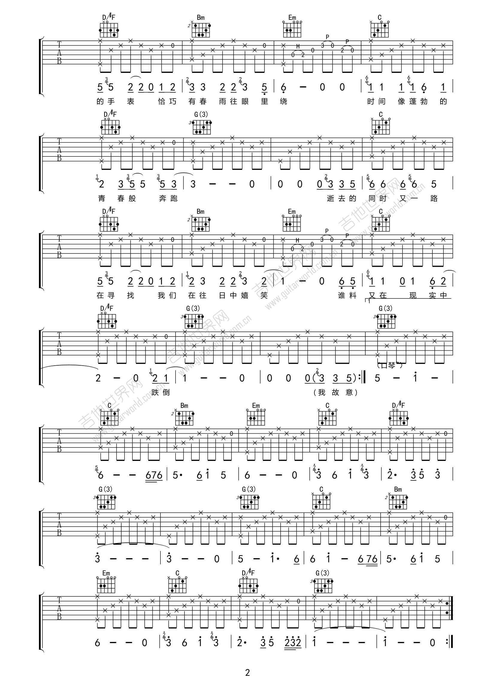 雾吉他谱2-张小九